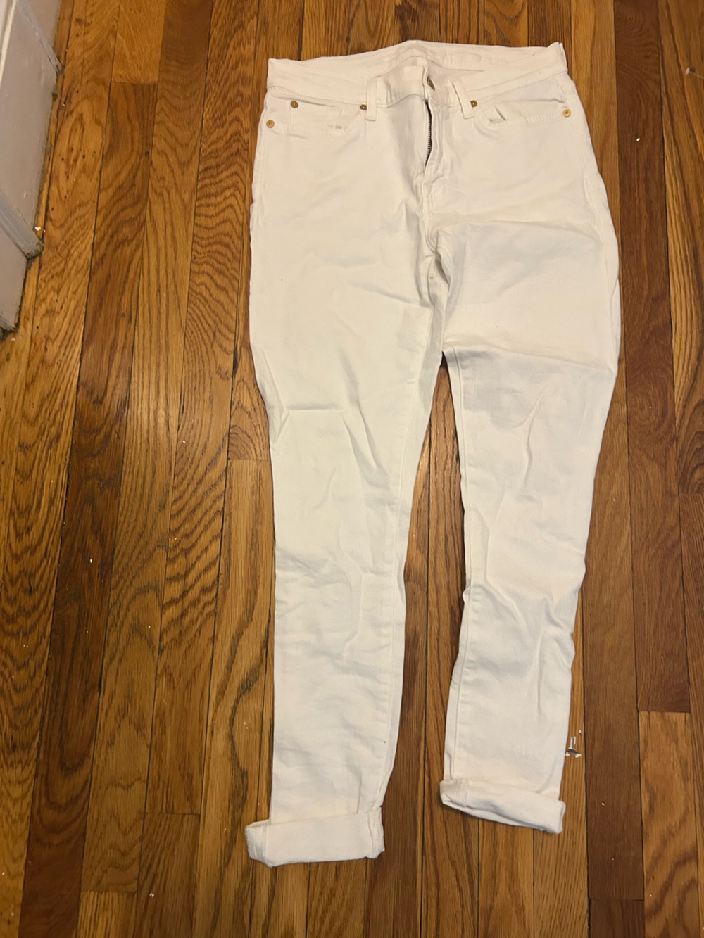 7FAM White Slim Fit Jeans
